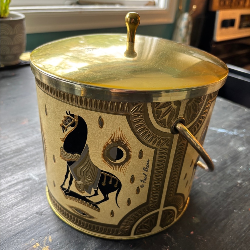 vintage mid century modern fred press horse ice bucket